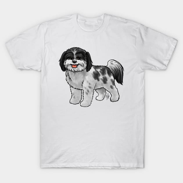 Dog- Shih Poo - Black and White T-Shirt by Jen's Dogs Custom Gifts and Designs